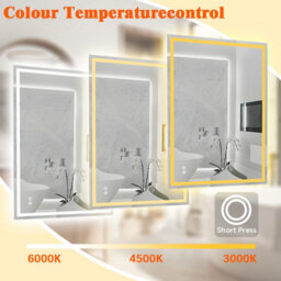 T&k Bathroom Led Mirror 100X70Cm, Anti-Fog, 3-Colours Dimmable, Adjustable Brightness, Touch Control&memory Function - thumbnail 3