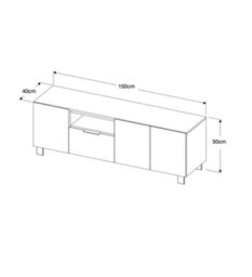 Furneo 150Cm Tv Stand Grey White High Gloss Matt Unit Cabinet White Led Lights Enzo 14 - thumbnail 3
