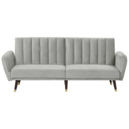 Beliani Sofa Bed 3 Seater Vimmerby Velvet Light Grey