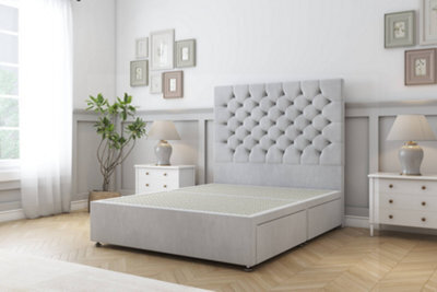 "Sloomy Mayfair Silver Naples Divan Bed Base No Drawers With 26"" Strutted Headboard 2'6 Small Single" - image 1