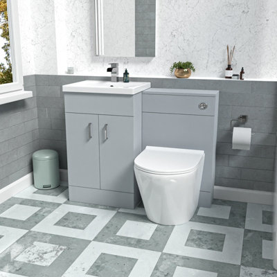 Nes Home Matte Grey 1000mm Vanity Basin Wc Vanity Unit & Rimless Btw Toilet - image 1