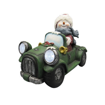SecureFix Direct Light Up Snowman Car Christmas Figurine (Xmas Green Vehicle Ornament Decoration)