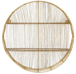 Premier Housewares Interiors By Premier Gold Wire Round Wall Shelf, Modern Metal Wall Shelf, Chic Gold Wall Shelf, Wall Shelf For Living Room - thumbnail 1