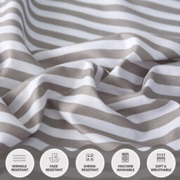 Grace Stripe Double Duvet Set Premium Microfiber Reversible Double Duvet Cover 3 Pcs Ultrasoft Hypoallergenic With Zipper Closure - thumbnail 4