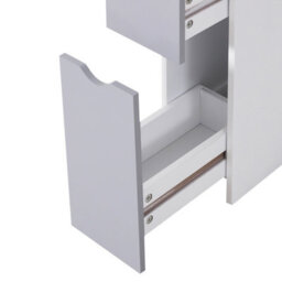 Homcom Tall Bathroom Storage Cabinet With Shelf And Drawers, White, Grey - thumbnail 9
