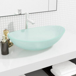 Berkfield Modern Basin Tempered Glass 54.5X35X15.5 Cm Frosted - thumbnail 2