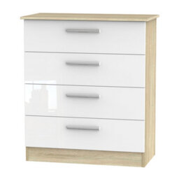 Trent 4 Drawer Chest In White & Bardolino Oak (Ready Assembled)