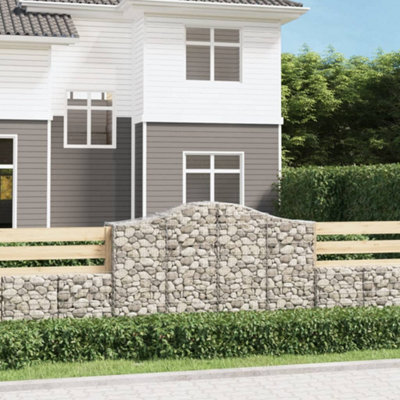 Berkfield Arched Gabion Baskets 7 Pcs 200X50X120/140 Cm Galvanised Iron - image 1