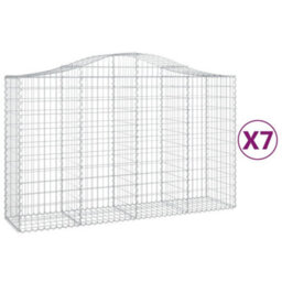 Berkfield Arched Gabion Baskets 7 Pcs 200X50X120/140 Cm Galvanised Iron - thumbnail 2