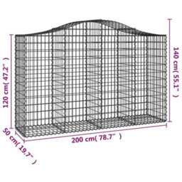 Berkfield Arched Gabion Baskets 7 Pcs 200X50X120/140 Cm Galvanised Iron - thumbnail 6