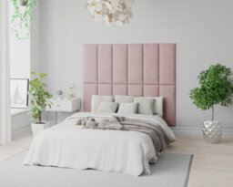 Aspire Easymount Wall Mounted Upholstered Panels, Modular Diy Headboard In Pure Pastel Cotton Fabric, Tea Rose (Pack Of 8) - thumbnail 1