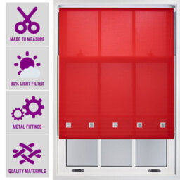 Red Roller Blind With Chrome Square Eyelets And Meta Fittings Cut To Size By Furnished - (W)150Cm X (L)165Cm
