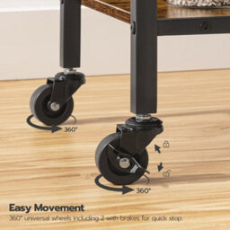 Hygrad Built to Survive 3 Tier Rolling Industrial Design Rustic Wooden Bar Kitchen Food Serving Cart Trolley Wheels Bar Cart, Kitchen Cart - thumbnail 9