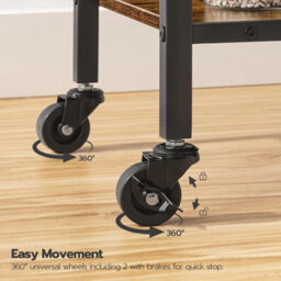 Hygrad Built to Survive 3 Tier Rolling Industrial Design Rustic Wooden Bar Kitchen Food Serving Cart Trolley Wheels Bar Cart, Kitchen Cart - thumbnail 8
