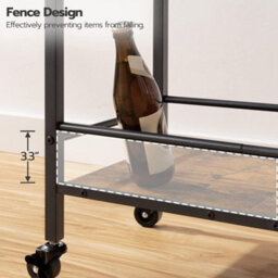 Hygrad Built to Survive 3 Tier Rolling Industrial Design Rustic Wooden Bar Kitchen Food Serving Cart Trolley Wheels Bar Cart, Kitchen Cart - thumbnail 7