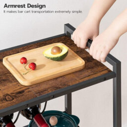 Hygrad Built to Survive 3 Tier Rolling Industrial Design Rustic Wooden Bar Kitchen Food Serving Cart Trolley Wheels Bar Cart, Kitchen Cart - thumbnail 5