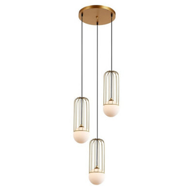 Luminosa Lighting Luminosa Modern Hanging Pendant Golden 3 Light  With Gold, White Shade, G9
