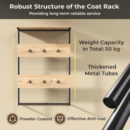 Entryway Wall Coat Rack Wall Mounted Coat Rack W/6 Hooks - thumbnail 5