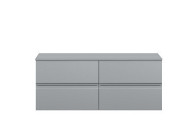 Hudson Reed Urban Satin Grey Wall Hung 4 Drawer Vanity Unit And Worktop With Silent Close, 518 X 1205 X 390 - image 1