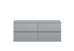 Hudson Reed Urban Satin Grey Wall Hung 4 Drawer Vanity Unit And Worktop With Silent Close, 518 X 1205 X 390 - thumbnail 1