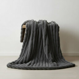 Luxury Big Cord Blanket Thick Ribbed Throw Ultimate Comfort Warmth Grey 150X200Cm - thumbnail 1