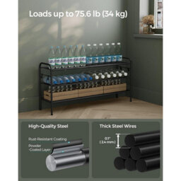 Shoe Rack, 3-Tier Metal Shelf With Hooks, Adjustable Shoe Organizer For Entryway, Closet, Or Hallway, Ink Black - thumbnail 5