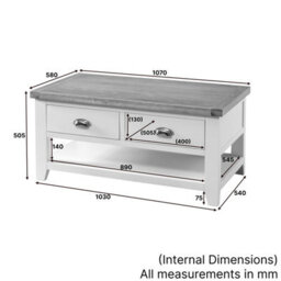 The Furniture Market Cheshire Black Painted Oak 2 Drawer Coffee Table With Shelf - thumbnail 9