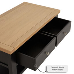 The Furniture Market Cheshire Black Painted Oak 2 Drawer Coffee Table With Shelf - thumbnail 7