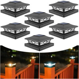 6Pack Led Solar Powered Deck Post Lights Garden Cap Square Landscape Fence Lamps - thumbnail 2
