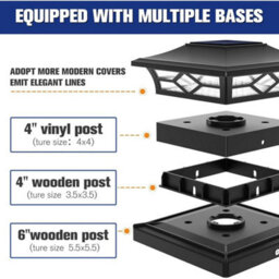6Pack Led Solar Powered Deck Post Lights Garden Cap Square Landscape Fence Lamps - thumbnail 4