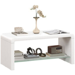 Wyld Haus Velimo High Gloss White Curved 2-Tier Coffee Table, L100 X D45 X H45Cm - thumbnail 2