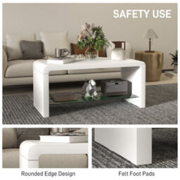 Wyld Haus Velimo High Gloss White Curved 2-Tier Coffee Table, L100 X D45 X H45Cm - thumbnail 6