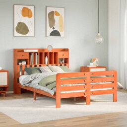 Berkfield Bookcase Bed Without Mattress Wax Brown 140X190 Cm Solid Wood Pine - thumbnail 1