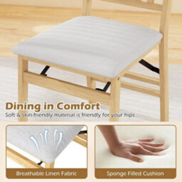 Dining Chair Set Of 2 Folding Chairs With Padded Seat - thumbnail 3
