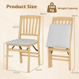 Dining Chair Set Of 2 Folding Chairs With Padded Seat - thumbnail 2