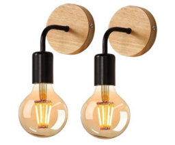 Wall Light Indoor Pack Of 2 Wall Lamp Wood E27 Wall Spotlight Retro