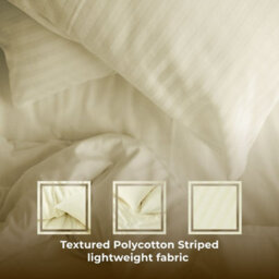 MHG Living Cream Striped Polycotton Duvet Cover Set With Button Fastening - King - thumbnail 4