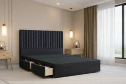 "Nexus Amalfi Plush Divan, Black, 54"" Headboard, 4 Drawers, Open Coil Mattress, Small Double" - thumbnail 4