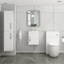 Royal Bathrooms Como 400mm Cloakroom Vanity Basin Sink Unit Wall Hung Gloss White - 1 Door - thumbnail 4