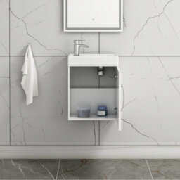 Royal Bathrooms Como 400mm Cloakroom Vanity Basin Sink Unit Wall Hung Gloss White - 1 Door - thumbnail 6