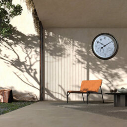"Garden Station Wall Clock With Thermometer Indoor Outdoor Arabic 15"" White" - thumbnail 6