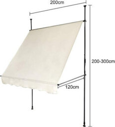 Evre Beige 2 X 1.2M Retractable Garden Awning  No Drill Uv & Waterproof Canopy - thumbnail 5
