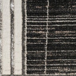 Charcoal Silver Abstract Bordered Chequered Easy To Clean Rug For Bedroom & Living Room-69 X 229Cm (Runner) - thumbnail 7