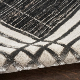 Charcoal Silver Abstract Bordered Chequered Easy To Clean Rug For Bedroom & Living Room-69 X 229Cm (Runner) - thumbnail 8