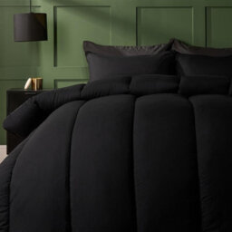 Ohs Soft Coverless 10.5 Tog Duvet Set Pillowcase Quilted Cover, Jet Black - King - thumbnail 1