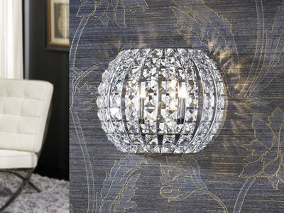 Luminosa Lighting Luminosa Diamond 2 Light Crystal Wall Lamp Chrome, G9 - Uk Stock - image 1