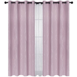 Deconovo Soft Dotted Line Foil Printed Curtains Thermal Insulated Curtains Eyelet Curtains W55 X L54 Inch Light Pink Two Panels - thumbnail 2