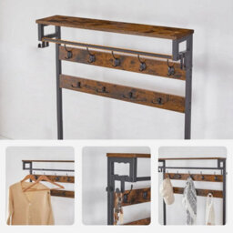 Coat Stand Coat Rack With Shoe Storage Hall Tree 75 X 32 X 185 Cm - thumbnail 6