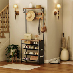 Coat Stand Coat Rack With Shoe Storage Hall Tree 75 X 32 X 185 Cm - thumbnail 3
