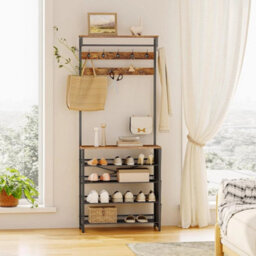 Coat Stand Coat Rack With Shoe Storage Hall Tree 75 X 32 X 185 Cm - thumbnail 1